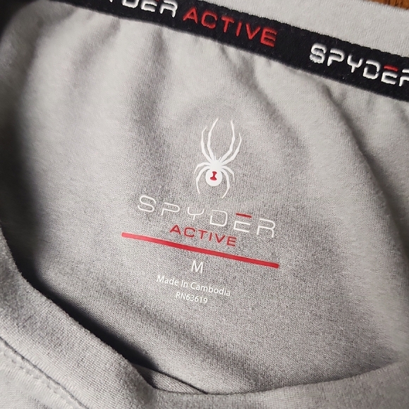 SPYDER | Women's Sporty Light Gray Athletic Short Sleeve Gym Workout Tee | M - Picture 9 of 10